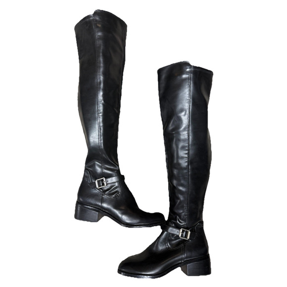 Dolce Vita Shoes - Dolce Vita Elyse‎ Black Over The Knee Boots Women's 7.5 Block Heel Buckle NWOB